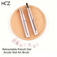 Pinceau de Nail Art Français avec Poignée en Métal Anti-Acétone Rose en Nylon, Design Rétractable, #10-18, Nouveauté