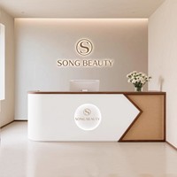 Bureau d'accueil en cuir de style luxe léger pour salon de beauté, maison d'hôtes, salon de thé et réception d'entreprise