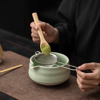 Ensemble Matcha Ru Kiln 8 pièces, kit japonais pour la préparation du Matcha avec fouet, bol à Matcha, support, cuillère et tamis pour la cérémonie du thé, maison de thé