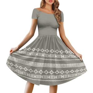 Tendencia Personalización del producto Tapa Melanesia Isla del Pacífico Diseño DE <span class=keywords><strong>ARTE</strong></span> Tallas grandes Hombros Vestido de manga corta Imprimir bajo demanda - Product Image 1
