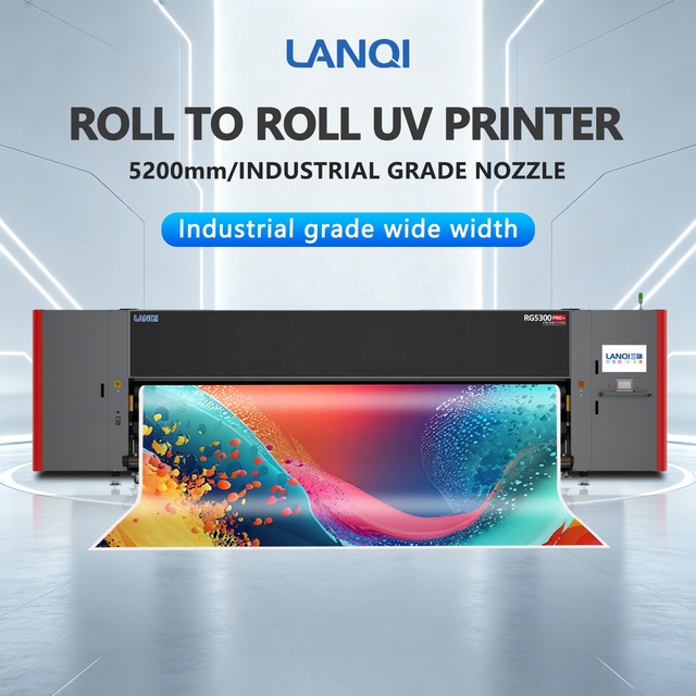 LANQI 5.2m Roll to Roll UV Printer Industrial Grade Konica Nozzle for Light Box Images High Capacity Digital Printing Machine