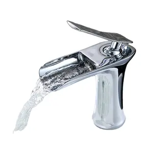 Faucet Basin Faucets Bathroom Wash Basin Mixer Faucet Waterfall Brass Single Handle Single Hole Hot And Cold Deck Mouted