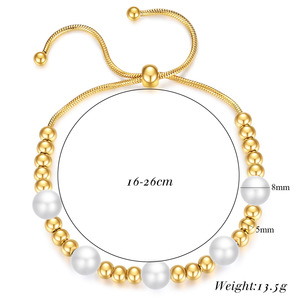 <b>Adjustable</b> Snake Chain <b>Bracelet</b> With Imitation Pearl Beads Rose Gold Women Jewelry Gift Fashion Accessory - Product Image 3
