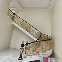 Moderne Luxueux Alliage d'Aluminium Doré Laiton Garde-corps Balustrade Design Haut de Gamme Escalier Villa Hôtel Plancher Élégant