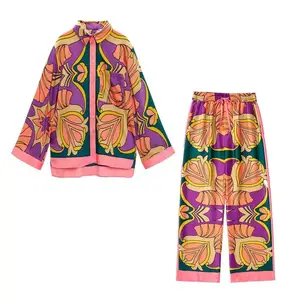 2022 Custom New Fashion Print Elegant Blouse Women's Casual Polyester Silk Satin Hawaiian Printed Shirts For Women