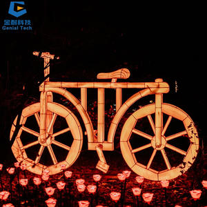 SGFL435 3D Bike Motif <b>Light</b> Festival Silk <b>Lantern</b> for Zoo Park Thanksgiving Waterproof Handmade - Product Image 1