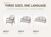 Ensemble de canapé et fauteuils d'extérieur en alliage d'aluminium et teck, dossier en toile, coussin moelleux pour villa, bord de piscine, hôtel