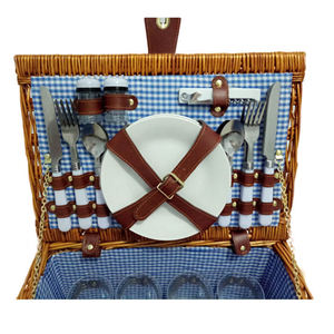 Hot Koop Redelijke Prijs 4 Persoon Plaat Cup Mes Vork Vintage Rieten Geweven Rotan Picknickmand Opvouwbaar - Product Image 5