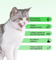 Camilan kucing basah segar, Strip daging sapi/ayam berbulu terbuat dari daging