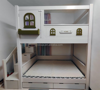 Lit à deux étages en bois massif design de luxe lit occultant pour enfants lit populaire à la mode Castle Treehouse pour garçons et filles Vente en gros
