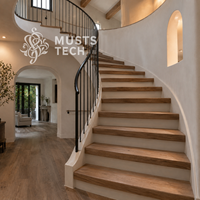 Escalier Courbé de Luxe Moderne et Artistique, Fabrication Professionnelle, Design Personnalisé