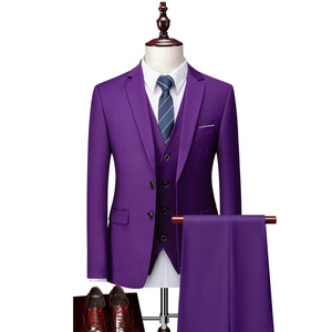 Formal Business Mens <strong>Suit</strong> <strong>Three</strong>-<strong>Piece</strong> Groom <strong>Wedding</strong> Dress Solid Color <strong>Suit</strong>