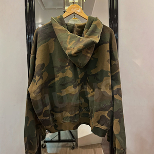 Produttore di Felpe con Cappuccio Mimetica Effetto Invecchiato Personalizzata da Uomo Giacca Vintage Pesante Oversize con Stampa <span class=keywords><strong>Camo</strong></span> e Cerniera - Product Image 2