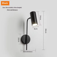 Lampe murale d'intérieur moderne pour la décoration de la maison, support E27, corps en métal, lampe de chevet pour la lecture, applique rotative avec interrupteur