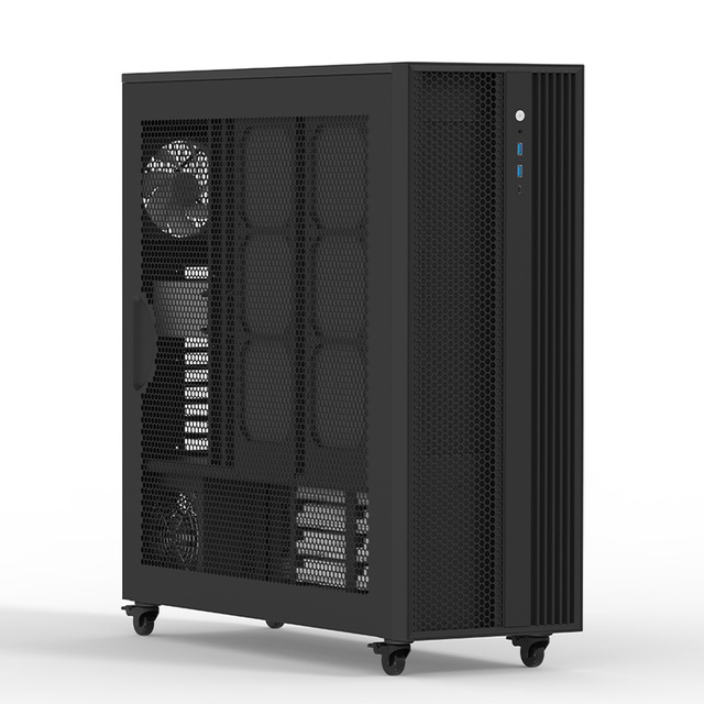 China-made Black ATX Mid-size Server AI Artificial Intelligence Computer Tower case with Steel Shell Available in Stock