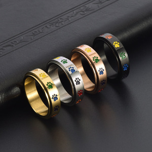 Anelli Girevoli a Forma <span class=keywords><strong>di</strong></span> Zampa <span class=keywords><strong>di</strong></span> <span class=keywords><strong>Gatto</strong></span> Colorati e Personalizzati per Donne e Uomini, Anello in Acciaio Inossidabile, Accessori per Gioielli <span class=keywords><strong>di</strong></span> Coppia - Product Image 1