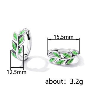 Orecchini a Cerchio con Foglie Verdi Stile Foresta per Donne, Accessori Artistici Ispirati alla Natura per Uso Quotidiano - Product Image 4