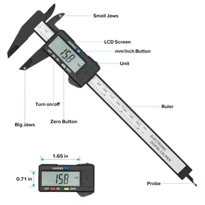 Calibrador <span class=keywords><strong>Vernier</strong></span> <span class=keywords><strong>Digital</strong></span> de 0-150 mm (6 <span class=keywords><strong>Pulgadas</strong></span>), Precisión de +/-0.01 mm, Herramienta de Medición LCD para Medir Interiores/Exteriores/Profundidad - Product Image 6