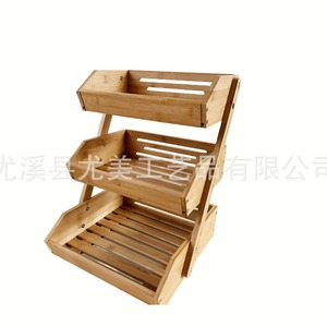 <b>Bamboo</b> three-layer fruit <b>basket</b>, household kitchen fruit and vegetable storage <b>basket</b>, drain <b>basket</b>, hotel multi-purpose - Product Image 4