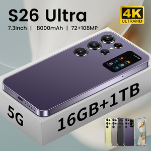 Teléfono Móvil S26 Ultra de 7.3 Pulgadas con Desbloqueo por Reconocimiento Facial, Deca Core, 16GB de RAM, 1TB de Almacenamiento, Smartphone 5G, Gran Venta - Product Image 1