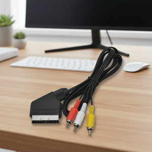 Câble <span class=keywords><strong>AV</strong></span> DAJIANG OEM personnalisé 1,8 m RGB Scart vers 3 RCA avec <span class=keywords><strong>adaptateur</strong></span> de prise CC, connecteur audio-vidéo pour console de jeu NES - Product Image 3