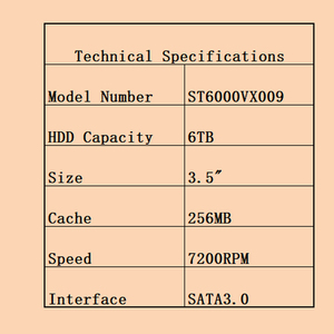 ST6000VX009 6 ТБ 3,5-дюймовый жесткий диск SATA3.0, скорость 7200 об/мин, 256 МБ кэш-памяти, круглосуточная работа, оптимизированная стабильность и огромная емкость хранилища. - Product Image 3