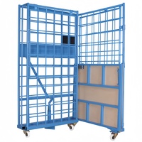Chariot de stockage robuste en métal avec porte simple et roulettes pour entrepôt, idéal pour le transport de marchandises