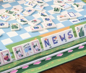 Diseño Tropical de Lujo, Azulejos de Mahjong Acrílicos con Rejilla Azul, Entretenimiento Portátil para el Verano, <span class=keywords><strong>Sunshine</strong></span> America Miss Out of Office - Product Image 1