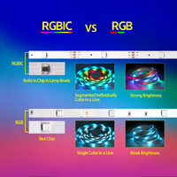 Bande LED RGBIC 12V WS2811 30 LED/m, contrôleur LED, télécommande IR 24 touches, contrôleur intelligent musical, variateur de lumière