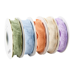 Nine-Colored Ribbon 4cm Linen Fishtail Ribbon Textured Ruffles Flower Wrapping Crafts - Product Image 5