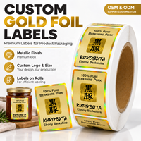 Étiquettes personnalisées en feuille d'or, autocollantes en rouleau en PET métallisé pour bocaux alimentaires, emballage de produits et image de marque