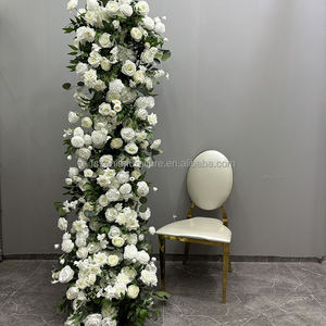 Chemin de table en fleurs de soie, eucalyptus vert, rose blanche, chemin de table en fleurs artificielles pour <span class=keywords><strong>la</strong></span> décoration de table - Product Image 4