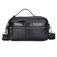 Sac de toilette portable pour homme en cuir PU et polyester, léger, respirant, imperméable, avec plusieurs poches zippées, à porter sous le bras