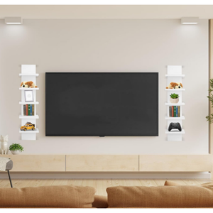 Étagère murale blanche Finition stratifiée lisse et étroite <span class=keywords><strong>Colonne</strong></span> verticale Décoration murale Montage <span class=keywords><strong>Rangement</strong></span> flottant - Product Image 5
