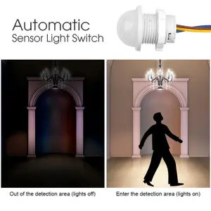 Sensor de luz sensor automático de plástico, sensor de movimento infravermelho, detecção led de 110v, 220v, 3w-40w