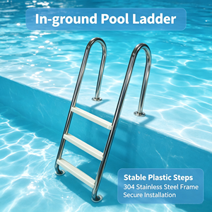 Échelle en acier inoxydable avec marches en plastique pour piscines enterrées - Product Image 2