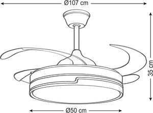 Lámparas <span class=keywords><strong>de</strong></span> <span class=keywords><strong>Techo</strong></span> Retráctiles Económicas <span class=keywords><strong>de</strong></span> 42 Pulgadas con Control Remoto, Lámparas <span class=keywords><strong>de</strong></span> <span class=keywords><strong>Techo</strong></span> Modernas con Ventilador para Dormitorio, Sala <span class=keywords><strong>de</strong></span> Estar, Ventilador LED - Product Image 3