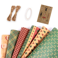 Papier d'emballage élégant pour cadeaux de Noël, motif Père Noël, feuilles de 70*50cm pour décorer les boîtes cadeaux, papier artisanal 80GSM