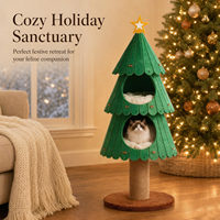 Arbre à chat de Noël en feutre, maison-caverne pour chat avec griffoir en sisal, lit pour animal de compagnie durable pour les fêtes, vente en gros OEM ODM
