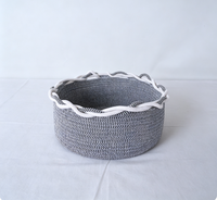 Panier de rangement en corde de coton gris et blanc tressé, moderne et écologique, pour cuisine, salon, chambre d'enfant, chambre à coucher, articles divers et jouets