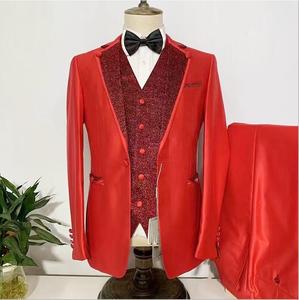 Dernier design personnalisé classique brillant Golde avec costumes de mariage noirs pour hommes Costume Slim Fit Groom Meilleur Tuxedos de fête Blazer 3 pièces - Product Image 6