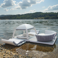 Plateforme aquatique gonflable, île flottante, tente de ponton, transat aquatique, équipement de loisirs aquatiques, bar de piscine gonflable, bateau de fête