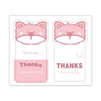 Autocollants de remerciement rectangulaires roses découpés à l'emporte-pièce avec motifs d'animaux de dessin animé mignons, étiquettes adhésives pour boîtes cadeaux