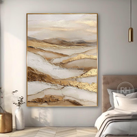 Décoration de chambre à coucher, peinture à la main 100% avec texture en feuille d'or, peinture abstraite moderne sur toile avec cadre