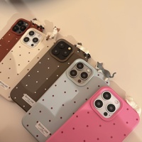 Coque de Téléphone en TPU pour iPhone 16 14 Pro Max 12 - Couleur Unie Simple et Mignonne 3D Chat Allongé Adaptée pour iPhone 16 Simple à Pois