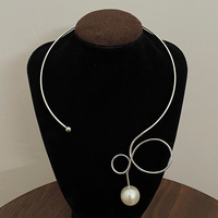 Collier pendentif tendance en imitation perle de cuivre simple et élégant, nouvelle mode transfrontalière Europe États-Unis