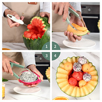 Outils à fruits multifonctions en acier inoxydable, couteau à sculpter le melon et cuillère, éplucheur, gadget de cuisine écologique