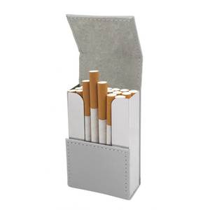 Étui à cigarettes portable en cuir et métal, design classique, motif carré, pour le voyage, rangement des cigarettes, imprimé PU GRIS - Product Image 3