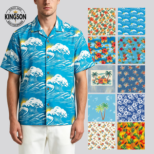 Camicie <span class=keywords><strong>da</strong></span> Spiaggia con Stampa Integrale di Onde Marine Personalizzate, Camicie Estive Casual <span class=keywords><strong>da</strong></span> Uomo a Maniche Corte per Vacanze, Camicie Maschili a Maniche Corte con Sublimazione - Product Image 1