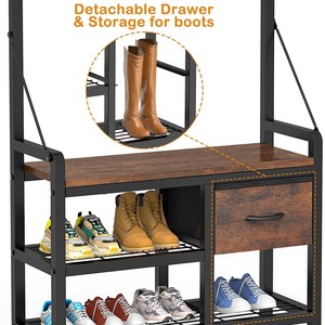 Perchero de pie transfronterizo con almacenamiento, perchero sencillo para el hogar, zapatero multifuncional para entrada, perchero. - Product Image 3